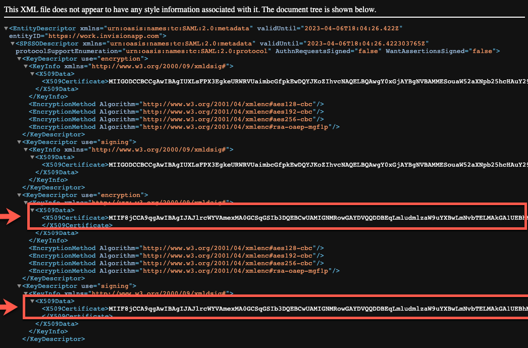 InVision SAML Certificate Rotation